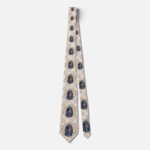 Gordon Setter Painting - Cute Original Dog Art Neck Tie