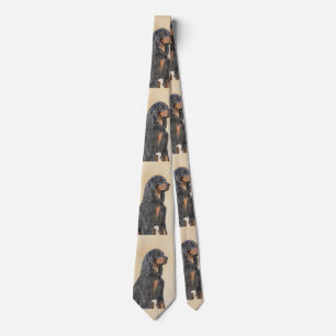 Gordon Setter Painting - Cute Original Dog Art Neck Tie