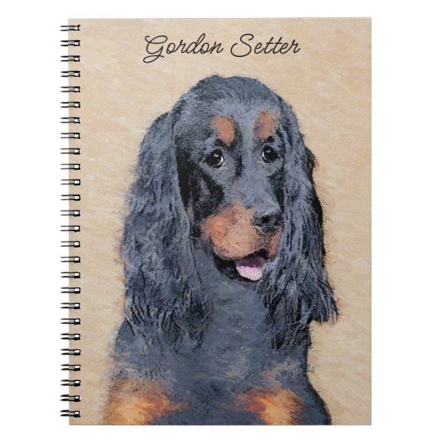 Gordon Setter Painting - Cute Original Dog Art Notebook (Front)