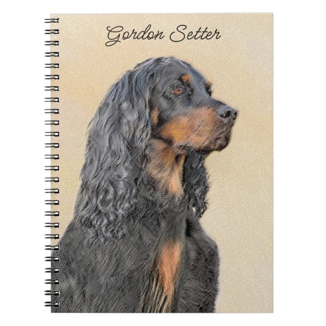 Gordon Setter Painting - Cute Original Dog Art Notebook (Front)