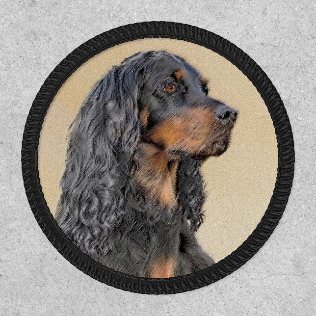 Gordon Setter Painting - Cute Original Dog Art Patch (Front)