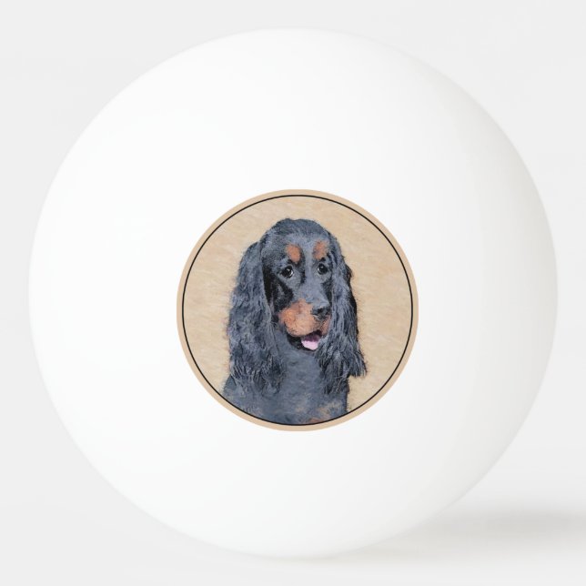 Gordon Setter Painting - Cute Original Dog Art Ping Pong Ball (Front)