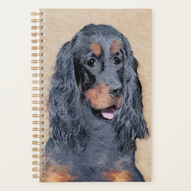Gordon Setter Painting - Cute Original Dog Art Planner (Front)