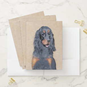 Gordon Setter Painting - Cute Original Dog Art Pocket Folder