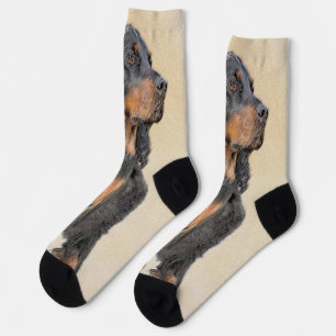 Gordon Setter Painting - Cute Original Dog Art Socks