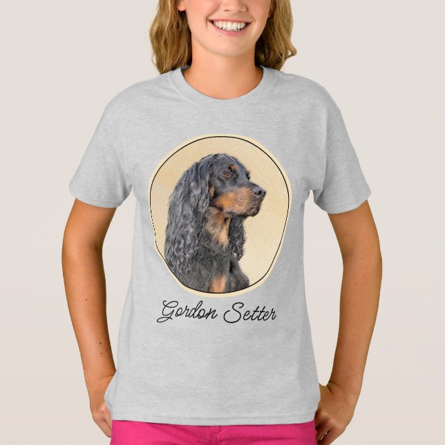 Gordon Setter Painting - Cute Original Dog Art T-Shirt (Front)