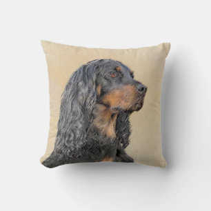 Gordon Setter Painting - Cute Original Dog Art Throw Pillow