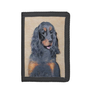 Gordon Setter Painting - Cute Original Dog Art Trifold Wallet