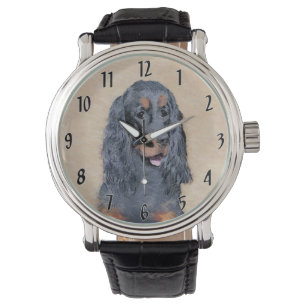 Gordon Setter Painting - Cute Original Dog Art Watch