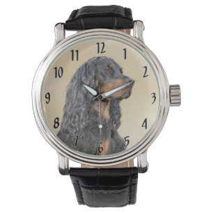 Gordon Setter Painting - Cute Original Dog Art Watch