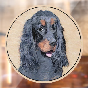 Gordon Setter Painting - Cute Original Dog Art Window Cling
