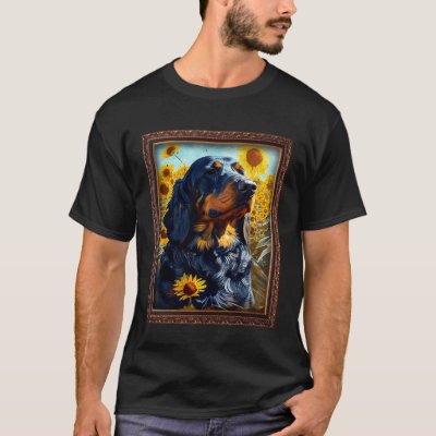 Gordon Setter Painting Sunflower Flower Mom Women  T-Shirt