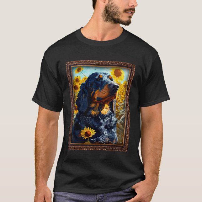 Gordon Setter Painting Sunflower Flower Mom Women  T-Shirt (Front)