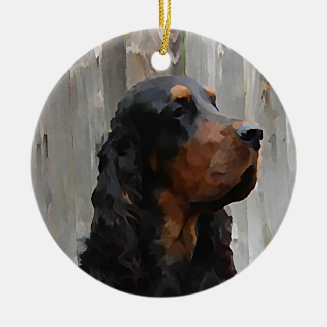 Gordon Setter Paintng Ornament (Front)