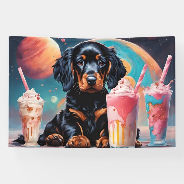 Gordon Setter Puppy N Milkshakes Banner (Horizontal)