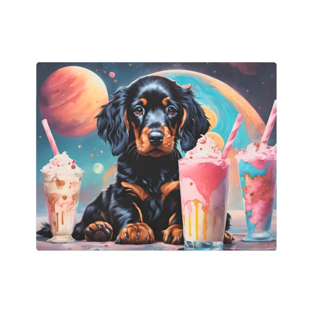 Gordon Setter Puppy N Milkshakes Metal Print (Front)