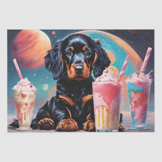 Gordon Setter Puppy N Milkshakes Tissue Paper (Front)