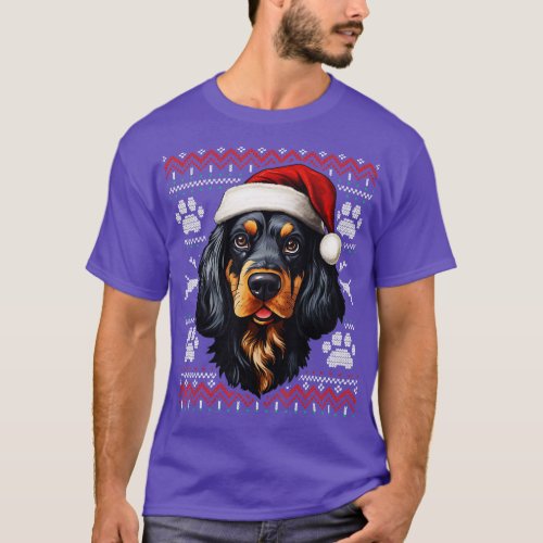 Gordon Setter Santa Hat Christmas Dad T_Shirt