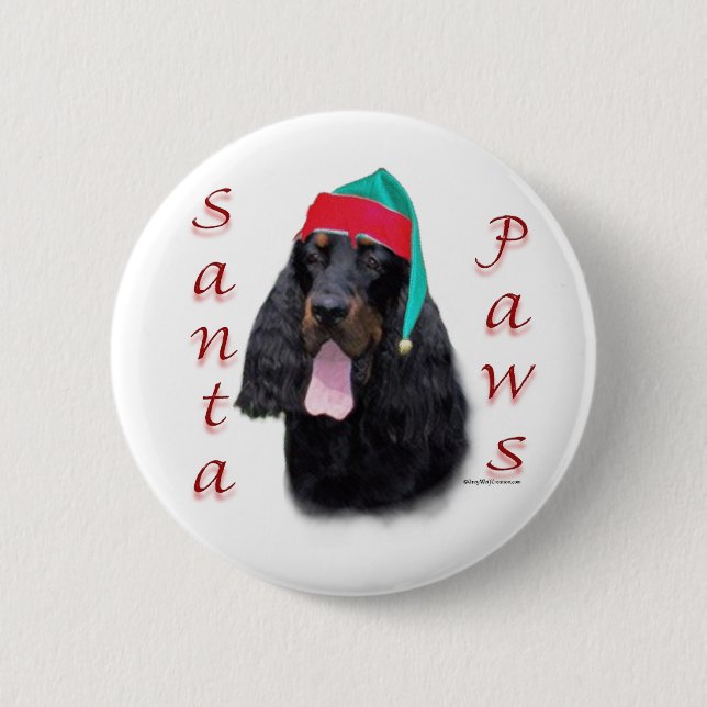 Gordon Setter Santa Paws Button (Front)