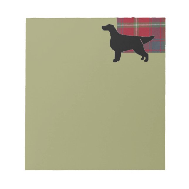 Gordon Setter Silhouetted on Clan Gordon Tartan Notepad (Front)
