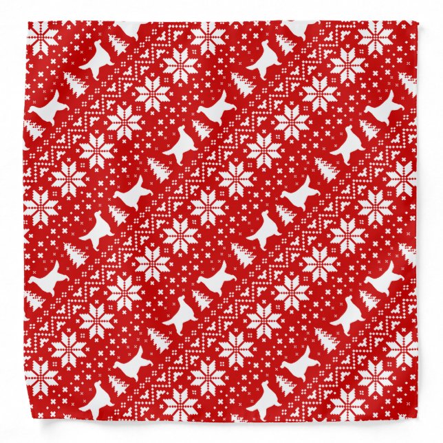 Gordon Setter Silhouettes Christmas Pattern Bandana (Front)