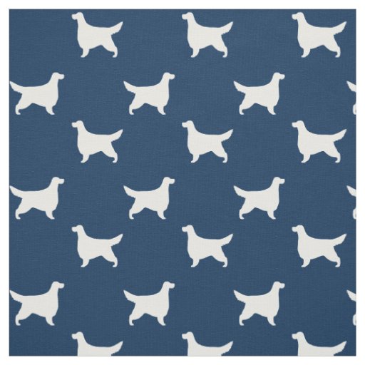 Gordon Setter Silhouettes Pattern Blue and White Fabric