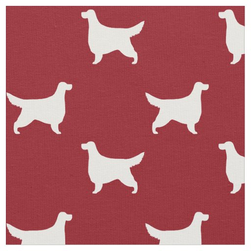 Gordon Setter Silhouettes Pattern Red and White Fabric