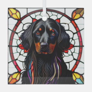 Gordon Setter "Stained Glass" Glass Ornament