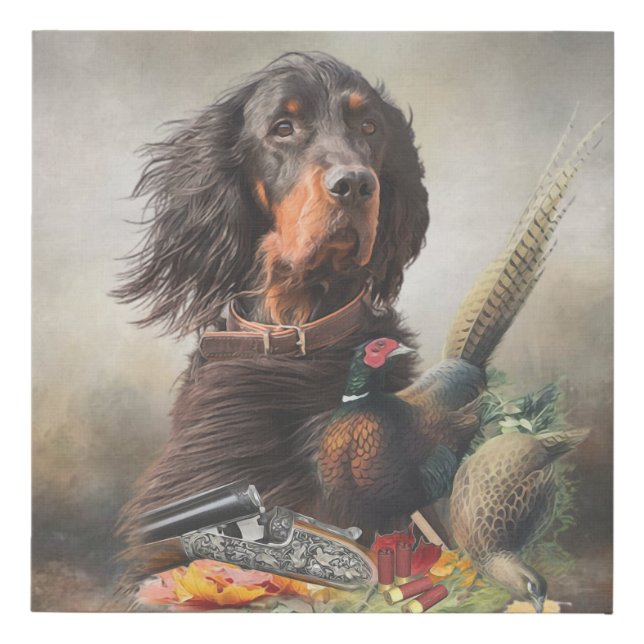 Gordon setter with pheasants, Art   Faux Canvas Print (Front)