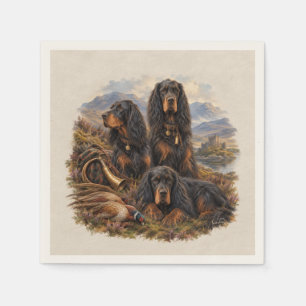 Gordon setter with pheasants, Art Napkins