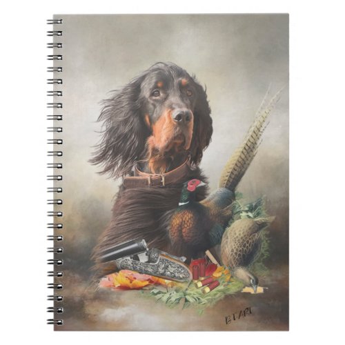 Gordon setter with pheasants Art       Notebook