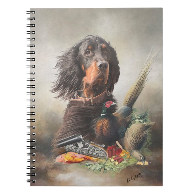 Gordon setter with pheasants, Art       Notebook (Front)