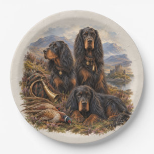Gordon setter with pheasants, Art Paper Plates
