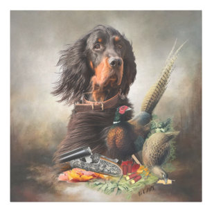 Gordon setter with pheasants, Art Photo Print