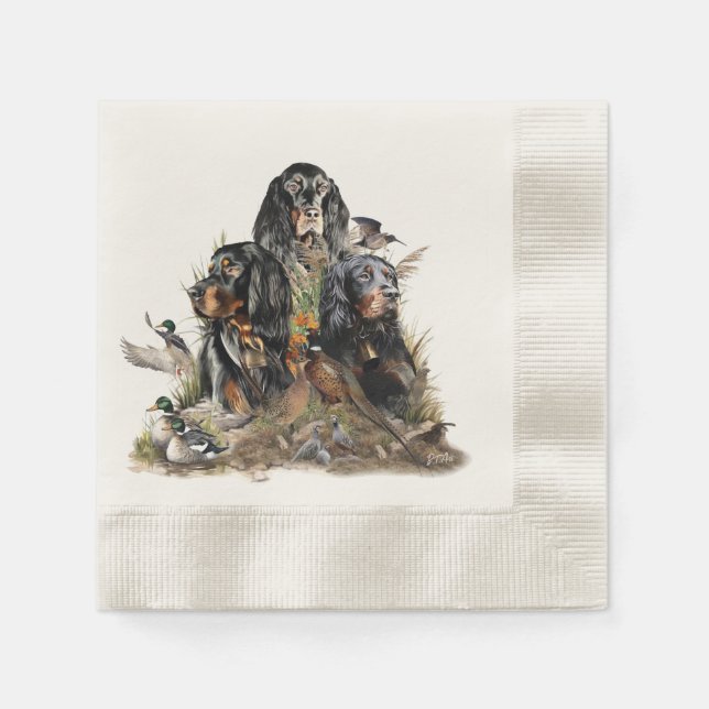 Gordon Setters , Passion for Birds , Art Napkins (Front)