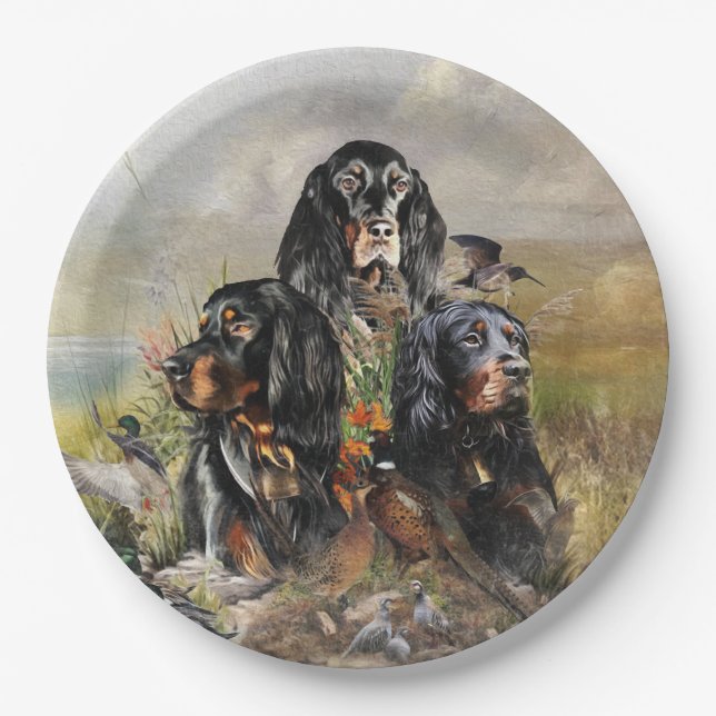 Gordon Setters , Passion for Birds , Art Paper Plates (Front)