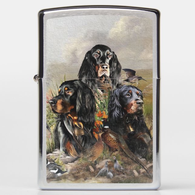 Gordon Setters , Passion for Birds , Art Zippo Lighter (Front)