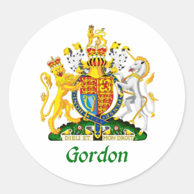 Gordon Shield of Great Britain Classic Round Sticker (Front)