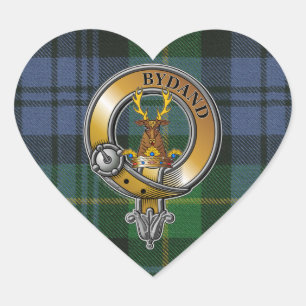 Gordon Tartan & Badge Heart Sticker