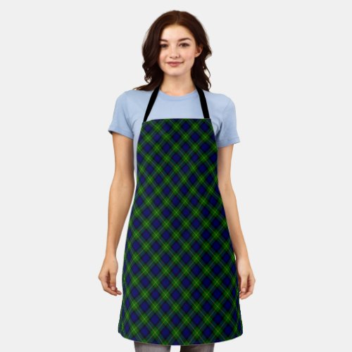 Gordon tartan blue green plaid apron