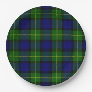 Gordon tartan blue green plaid paper plates