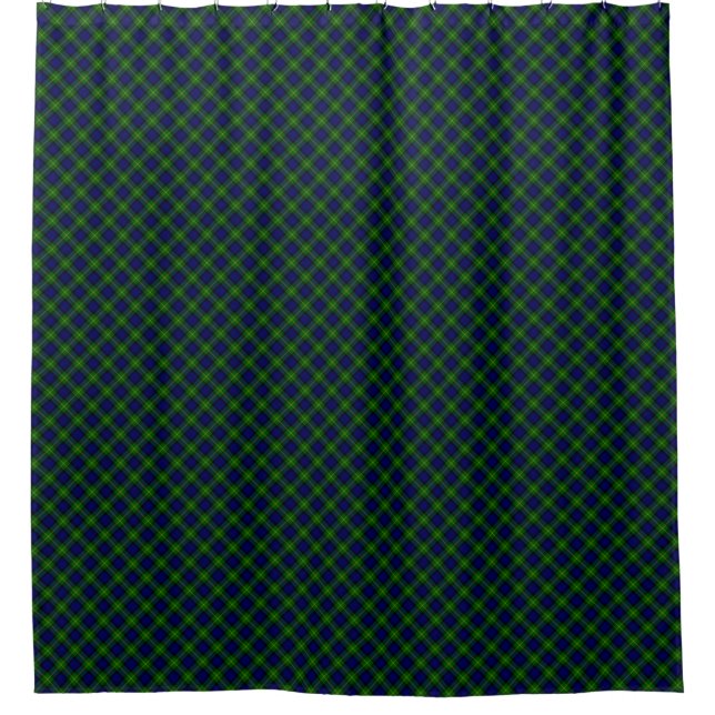 Gordon tartan blue green plaid shower curtain (Front)