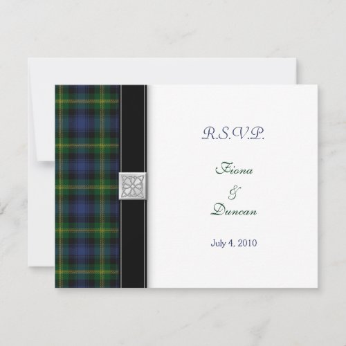 Gordon Tartan Celtic Wedding Response Card Custom Invite