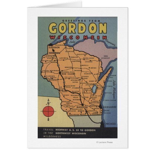 Gordon, Wisconsin - Large Letter Scenes Cards (Front)