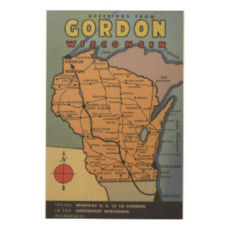 Gordon, Wisconsin - Large Letter Scenes Wood Wall Art