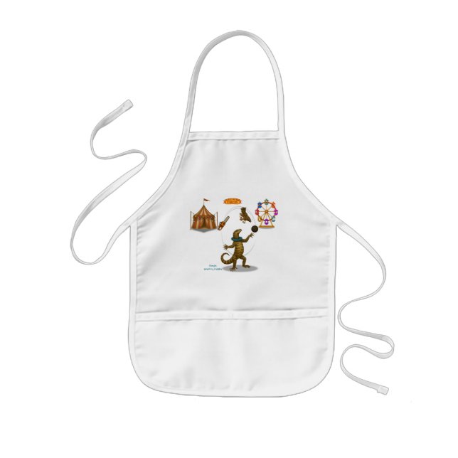 Gordy, goanna juggler kids' apron (Front)