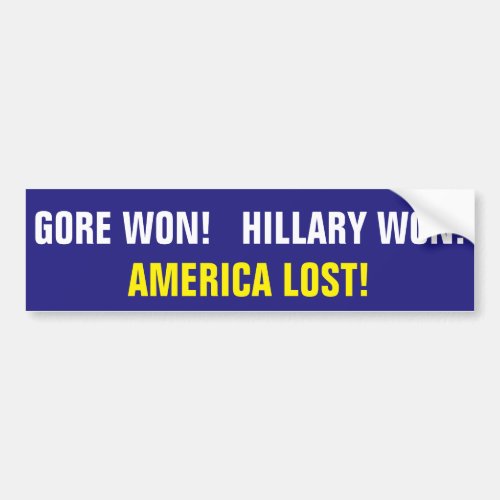 GORE WON  HILLARY WON  AMERICA LOST BUMPER STICKER