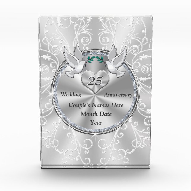 Gorgeous 25 Year Anniversary Present Personalized Acrylic Award (Front)