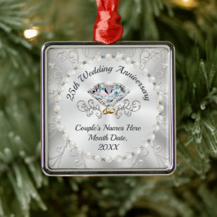 25th Anniversary Couple Personalized Christmas Ornaments DO-IT-YOURSELF 