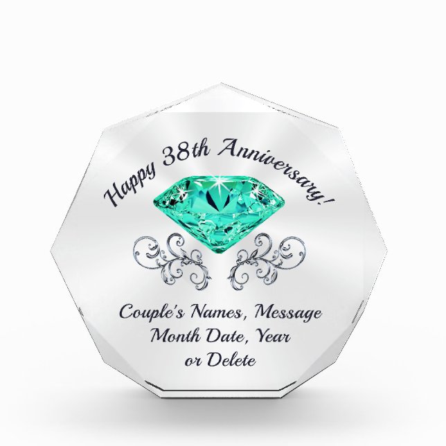 Gorgeous, 38th Wedding Anniversary Gift for Wife, (Front)